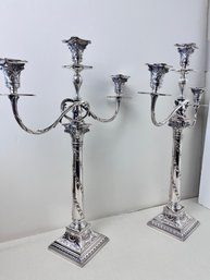 2 Large Silver On Copper Candelabras.