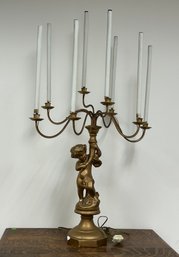 Plaster Gold Cherub Candelabra Lamp