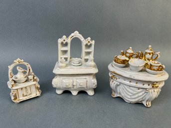Vintage Porcelain Dollhouse Buffets And Vanities.