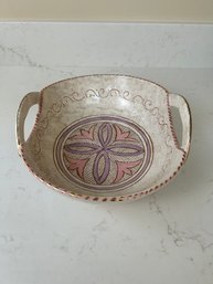 Sbertia Deruta Porcelain Painted Two Handled Bowl