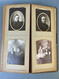 Antique Leather Photo Album Filled With Antique Photos.