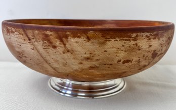 Sterling And Hand Turned Wood Salad Bowl.