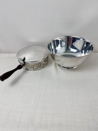 Silver Plate Revere Reproduction Bowl And Silent Butler Ash Container