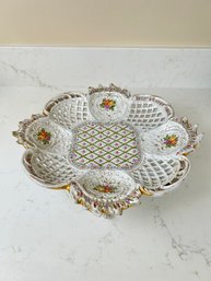 Vintage Dresden Large Pierced Footed Dish