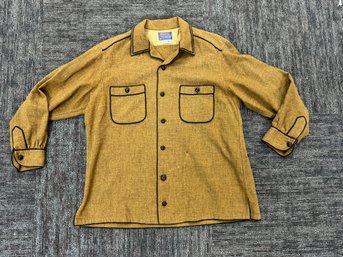 Vintage Brown Pendleton Board Shirt With Leather Buttons