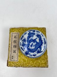 Asian Porcelain Seal Box With Pad.