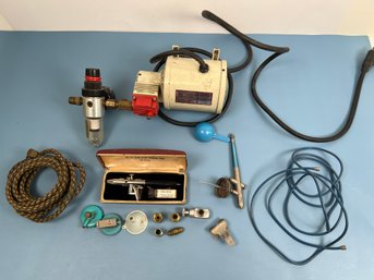 Intermatic Compressor PC201, Thayer & Chandler Air Brush, Badger Air Brush And Miscellaneous Supplies.