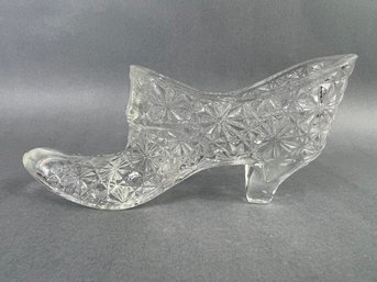 Fenton Daisy & Button Clear Glass Victorian Shoe Slipper Art Glass