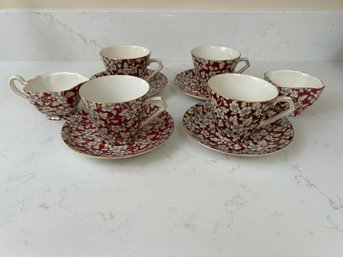 Lord Nelson Royal Brocade Set Of 4 Cups & Saucers With Creamer & Sugar