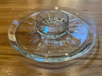 Clear Glass Chip/Dip Platter - Reverse Cake Plate