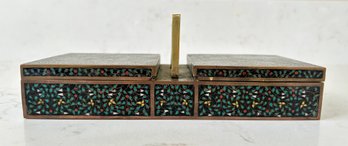 Enamel & Brass Two Sided Box With Handle