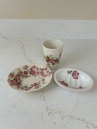 Mixed Grouping Of Floral Ironstone Counter Dishes & Cup