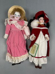 2  Porcelain Head Collector Dolls