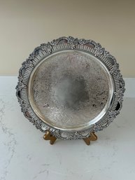 Round Sheffield Reproduction Silver Plate Tray