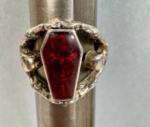Skeleton Ring With Red Stone