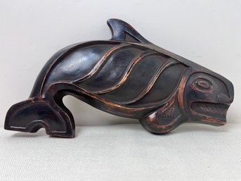 Chalk Ware PNW Whale Plaque Signed Rabin