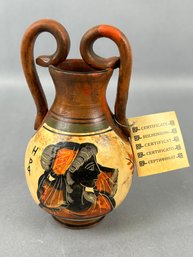 Ancient Greek Small Art Ceramic Vase Hand Painted
