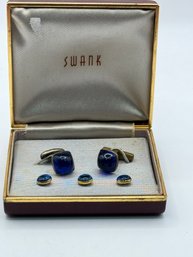 Blue Stone Cuff Links And Buttons  By Swank