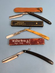 Lot Of 3 Vintage Straight Razors With Original Cases.