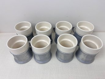 Set Of 8 RWP Pewter Tavern Coffee Mugs With Ceramic Inserts.