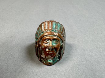 Indian Chief Metal Ring -size 8.5