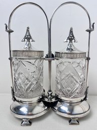 Simpson, Hall, Miller Co. Triple Plate Silver Pickle Castor.