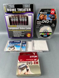 Lot Of Mini DVD-R Disks And Home Theater Cables.