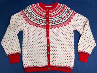 Vintage Fair Isle Cardigan Sweater Hand Made In Norway 100 Wool