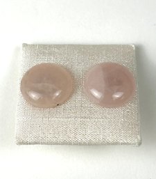 Vintage Rose Quartz Button Earrings