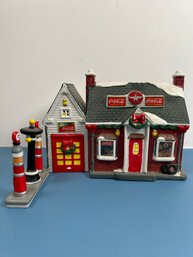 Coca-cola Flying Ace Porcelain Gas Station Decorated For Christmas. *Local Pickup Only*