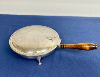 Silver Plate On Copper Silent Butler With Wooden Handle