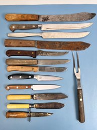 Lot Of 13 Kitchen Knives Including Henckrls And Ekilstruna.
