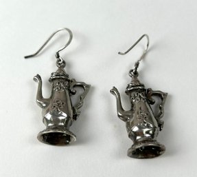 Vintage Sterling Silver Teapot Shaped Earrings