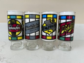 Set Of 4 Vintage Falstaff Beer Glasses