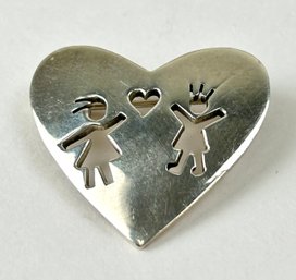 Vintage Annie & Co Sterling Silver Cut Out Heart Brooch