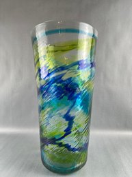 Tall Handblown Art Glass Vase