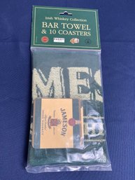 Irish Jameson Whisky Towel & Coaster Set In Package