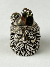 Vintage Silver Santa Head Bell Pendant