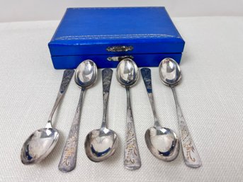 Set Of 6 Sterling Silver Coffee Spoons.