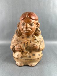 Pre-Columbian Style Ceramic Female Figurative Vessel