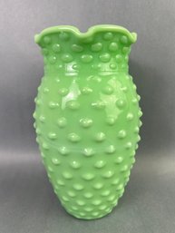 Jade-ite Large Martha Stewart Hobnail Vase With Ruffle Top