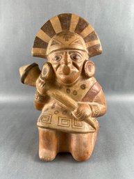 Pre-columbian Style Ceramic Male Figurative Vessel