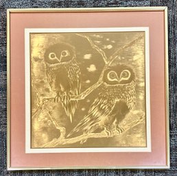 Vintage Owl Gold Foil Framed Art