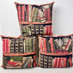 Set Of 3 Library Book Throw Pillows.