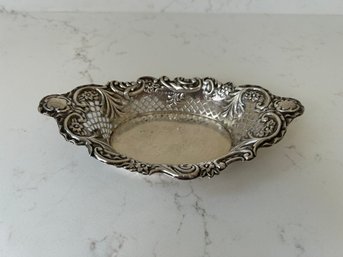 Vintage Sterling Silver Small Oval Pierced Basket