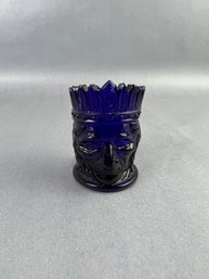 Summit Art Glass Indian Head Toothpick Cobalt Blue Holder