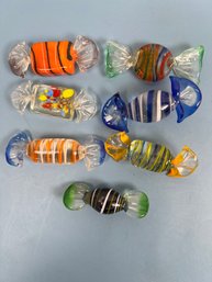 7 Pieces Of Art Glass Candy