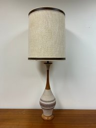 Mid Century Earth Tone Ceramic & Wood Table Lamp