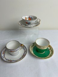 Antique European Demitasse Cups And Saucers