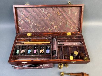 The Art Of Writing Calligraphy Set Including Quills, Inks, Stamps And Wax.
